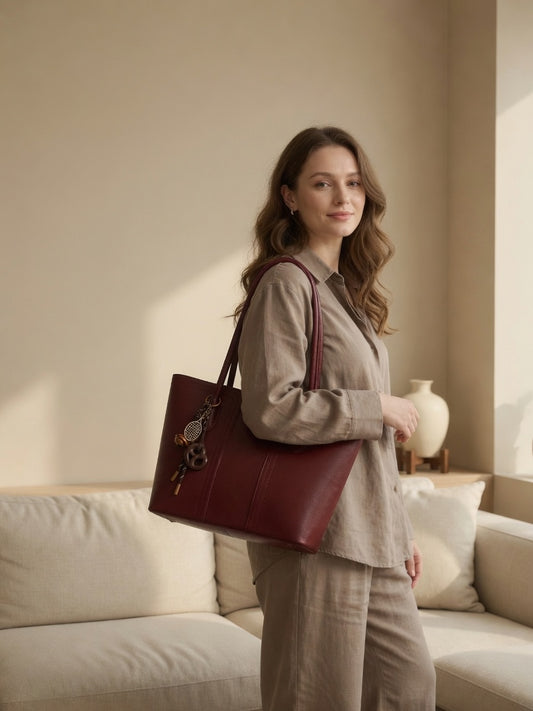 Burgundy Charm Tote