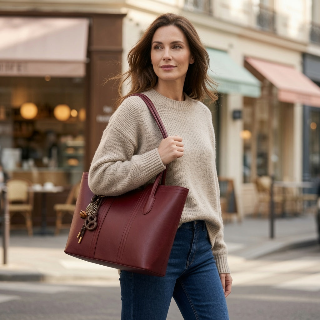 Burgundy Charm Tote