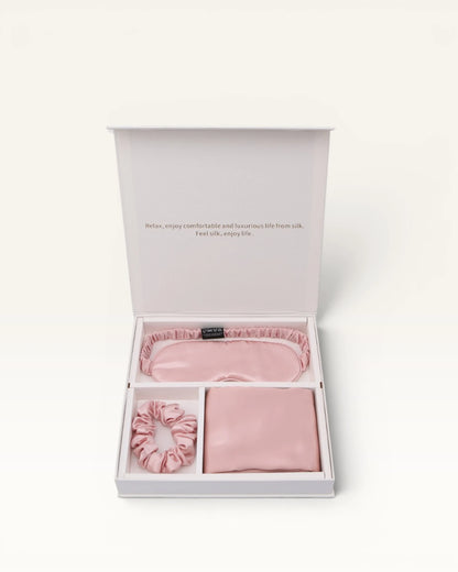 Real Silk Eye Mask, Hair Loop & Pillowcase Set