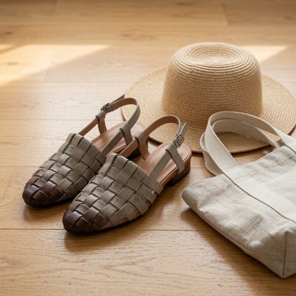 The Woven Leather Slingback Sandal