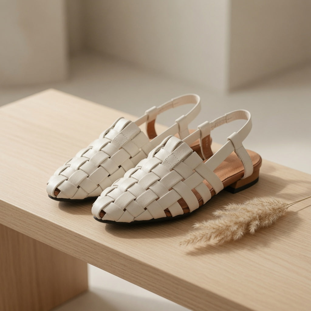 The Woven Leather Slingback Sandal