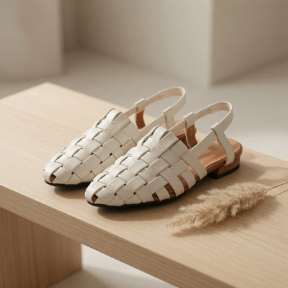 The Woven Leather Slingback Sandal
