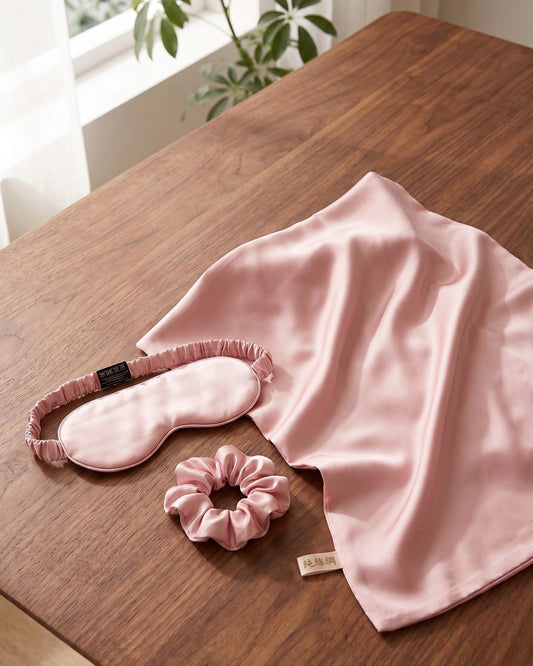 Real Silk Eye Mask, Hair Loop & Pillowcase Set